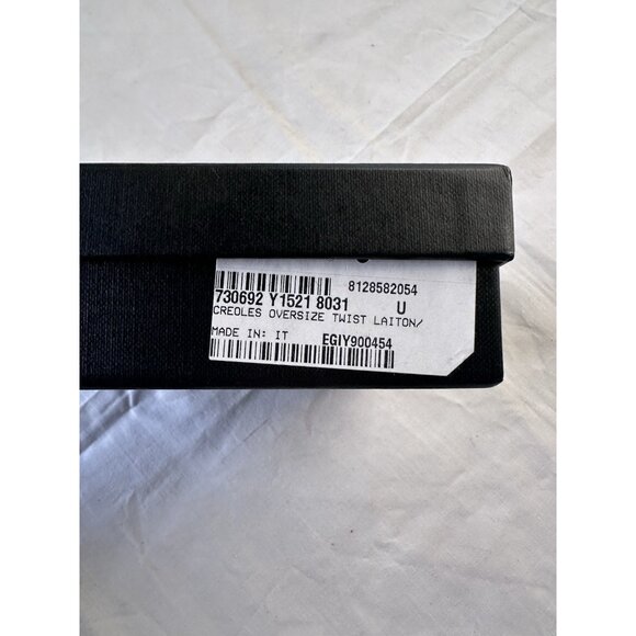 Saint Laurent Twist Hoop Earrings in Dore & Creme Gold - Picture 6 of 6